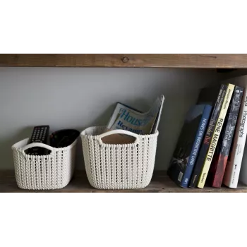 Curver Knit XS Rectangular Storage Basket 3L White 25x18x14 cm