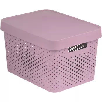 Curver Infinity újrahasznosított anyagú tárolódoboz, 17 L, 36 x 27 x 22 cm, rózsaszín