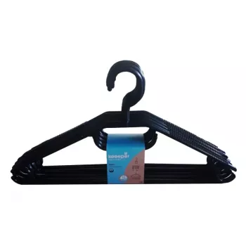 KEEEPER Arvid Plastic Clothes Hangers, 10-Piece Set, 40 x 22 x 6.2 cm, Black