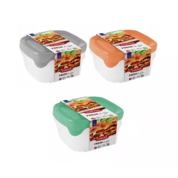 Curver Fresh & Go tárolótál-szett 3 darab, egyenként 0,8 L, téglalap alakú, légmentes fedél, színes, BPA-mentes