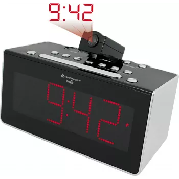 Soundmaster FUR6005 FM vetítős óra kettős ébresztéssel, piros LED-kijelző, fekete