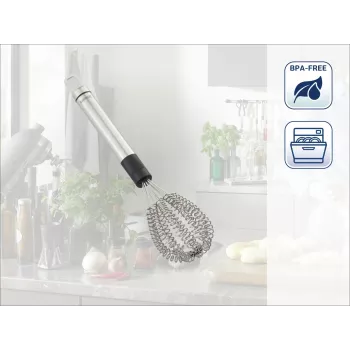LEIFHEIT Speed Quirl S habverő, nemesacél, 27 cm, mosogatógépben mosható, fehér/szürke