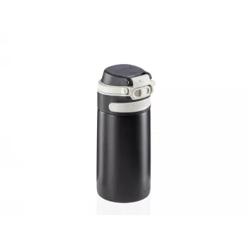LEIFHEIT Thermo Mug Flip 350 ml fekete vákuumszigetelt utazópohár flip-top fedéllel