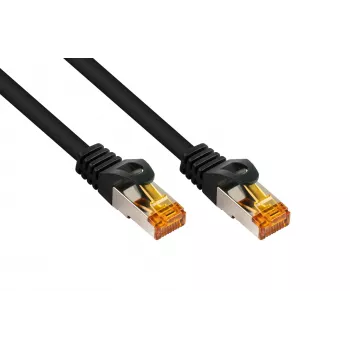 Kabelmeister RJ45 patchkábel Cat.7 nyerskábel, rendkívül rugalmas TPE köpeny, halogénmentes, fekete, 0,5 m