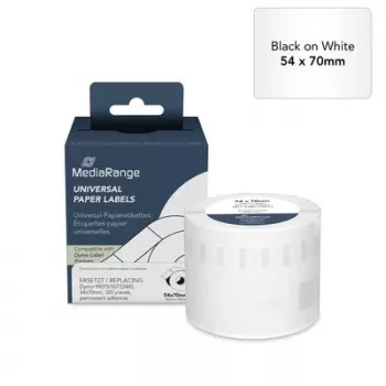 MediaRange papírcímkék Dymo 99015/S0722440-hez, 54x70mm, 320 címke, fehér, termikus közvetlen, tartós ragasztó