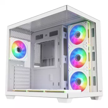 FSP Fortron M341-WA mid-tower PC-ház edzett üveggel és 4 ARGB-ventilátorral