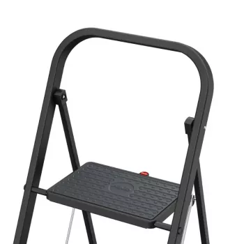 HAILO K44 StandardLine összecsukható lépcső, 3 fok, biztonsági kapaszkodó, fekete, 150 kg