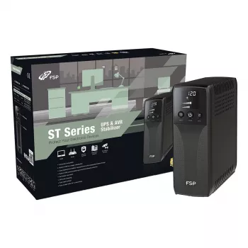 FSP ST 850 tower 850VA 510W line-interactive UPS RJ45-védelemmel és 4 Schuko-aljzattal