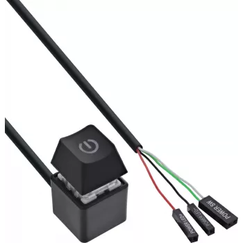 InLine® számítógép tápkapcsoló távkábel, fekete, 2 m