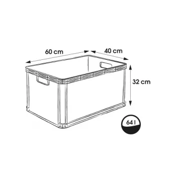 keeeper Robert 64L nehéz teherbírású szállítódoboz, 60 kg teherbírás, 600x400x320 mm, szürke