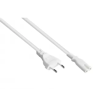 Kabelmeister Euro tápkábel Eurodugó Type-C IEC C7 Figure-8 aljzatra, fehér, 0,75mm², 3m