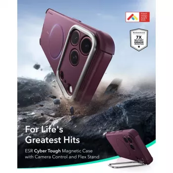 ESR Cyber Tough Kickstand MagSafe Case for iPhone 17 Pro / 18 Pro – Deep Burgundy