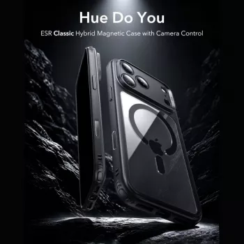 ESR Classic Hybrid MagSafe & Tempered Glass Case for iPhone 17 Pro Max / 18 Pro Max - Clear with Black Frame