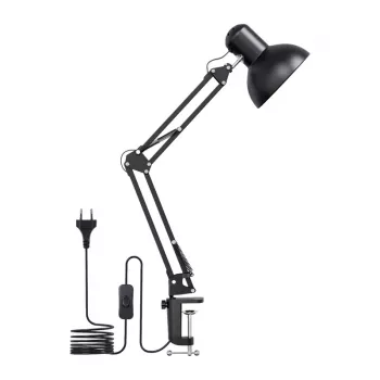 LEPRO 3100027-EU LED asztali lámpa USB-töltőcsatlakozóval, 5 színhőmérséklet, 7 fényerősség, érintésvezérlés, időzítő, flexibilis kar, szemkímélő, fekete