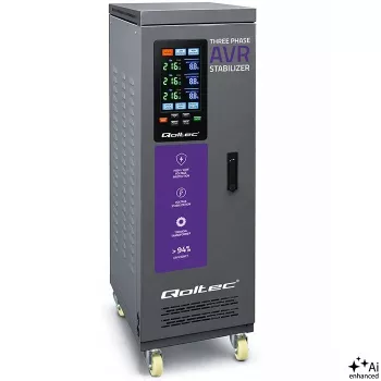 Qoltec háromfázisú feszültségstabilizátor AVR MULTIPROTECTION | 40kVA | pontosság ± 3% | szervomotor 3F | LCD | Expert Line