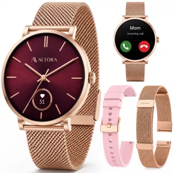 3MK PROTECTION Smartwatch Altora Vivid Lady – AMOLED, pulzus, SpO2, IP68, rózsaszín szilikon szíj