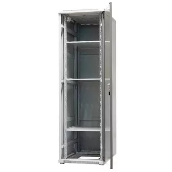 EMITER EmiterNet Top 42U szabadon álló hálózati szekrény, 600x1000x1980 mm, üveg elülső ajtó, fekete EM/SH05D-6042