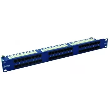 EMITERNET 48 portos RJ45 UTP Cat.6 patchpanel 1U kábelmenedzsment sínnel, kék