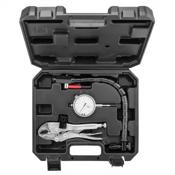NEO TOOLS TOP-11-130 fékbetét oldalütés-ellenőrző készlet 0,01 mm-es mérőórával, 60 kg-os mágneses talppal, flexibilis karral