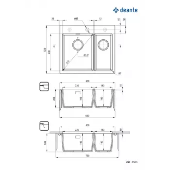DEANTE ZQE A503 1.5-Bowl Granite Composite Kitchen Sink with Drainer, Graphite