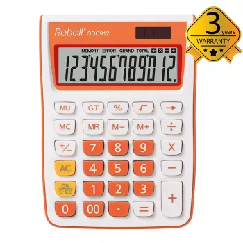 REBELL RE-SDC912OR BX asztali számológép, 12 jegyű LCD, dual power, fekete/ezüst