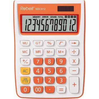 REBELL RE-SDC912OR BX asztali számológép, 12 jegyű LCD, dual power, fekete/ezüst
