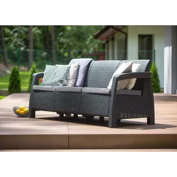 KETER Corfu Love Seat Max háromszoros kerti kanapé szürke