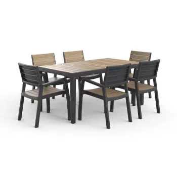 KETER Deco Corale 160 kerti asztal teak hatás/szürke