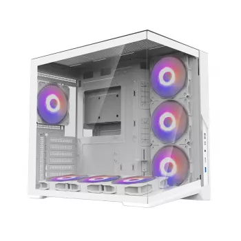 Zalman D40 White ATX Mid-Tower ház 7 ARGB ventilátorral és edzett üveggel