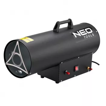 NEO TOOLS 90-085-01 gázfűtő 50 kW termosztáttal, IPX4, LPG, 1000 m³/h légáram, szabályzóval és tömlővel