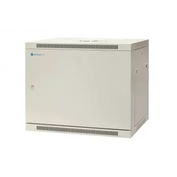 EMITER EM/AP6409-B 19 hüvelykes 9U falra szerelhető hálózati szekrény, 600x450x500 mm, zárható acélajtó, fekete