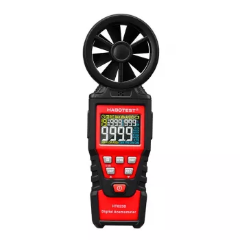 HABOTEST HT625B digitális anemométer USB-vel, szélsebesség-/hőmérséklet-/légmennyiség-mérő, háttérvilágításos LCD, külső lapátkerék-érzékelő