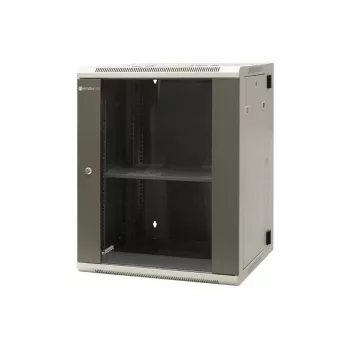 EMITER EM/AH6515 15U Wall-Mount Network Cabinet 600x550x770 mm, Tempered Glass Door, Black