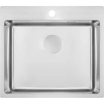 DEANTE ZPO_010B Single-Bowl Stainless Steel Kitchen Sink, Satin, 440x440 mm, Inset, with Waste Kit