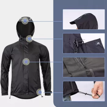 Rockbros YPY013BK4XL esőkabát lélegző szélálló XXXXL - fekete