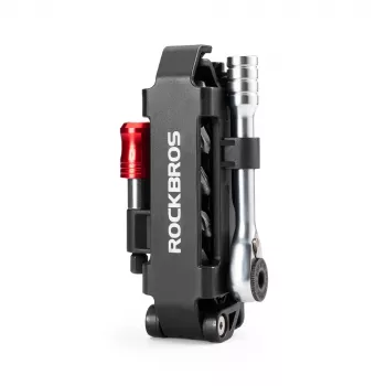 Rockbros kerékpáros szerszámkészlet Multitool racsnis kulccsal és gumibontóval - fekete