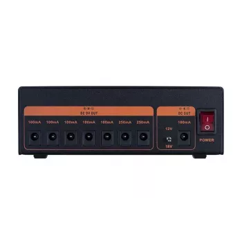 JOYO JJP04 gitár effektpedál tápegység - 10 izolált kimenet, DC 9V/12V/18V, alumíniumötvözet, fekete