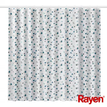 RAYEN zuhanyfüggöny 180x200cm fehér/kék, poliészter