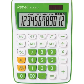 REBELL RE-SDC912GR BX fél-asztali zsebszámológép 12 jegyű dual power szürke