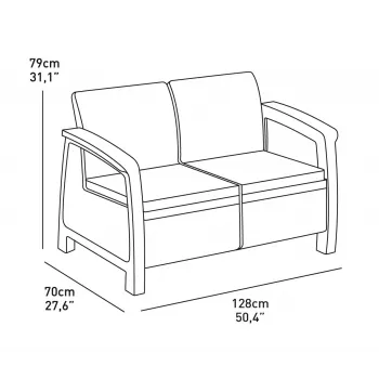 KETER Corfu Love Seat kerti kanapé dupla barna