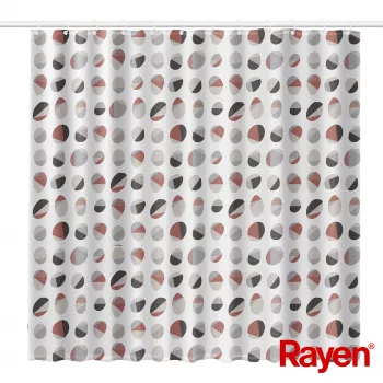 RAYEN zuhanyfüggöny 180x200cm fehér/bordázott, PEVA