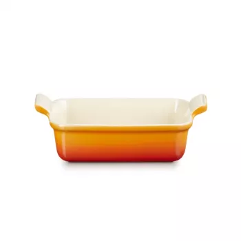 LE CREUSET Heritage téglalap alakú sütőforma kőcserép 19x14cm / 1,1L narancssárga