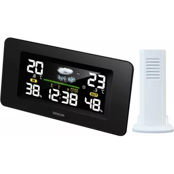 SENCOR SWS 5270 időjárás-állomás vezeték nélküli kültéri érzékelővel, színes LCD, rádióvezérelt óra