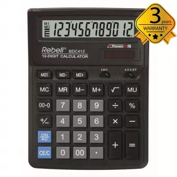 REBELL RE-BDC412 BX asztali számológép 12 jegyű Dual Power fekete