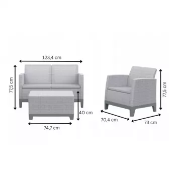 KETER Scandi Forma kerti bútorkészlet 2 személyes készlet pebble grey/light beige