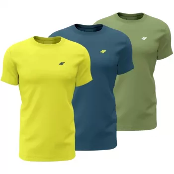 Férfi póló 4F M4217 3 darabos csomag sárga, kék, zöld 4FWSS26TTSHM4217 90S L