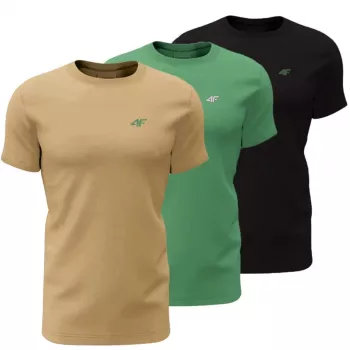 4F M4481 férfi póló 3 darabos csomag bézs, zöld, fekete 4FWSS26TTSHM4481 92S 4XL