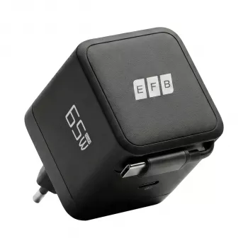EFB Elektronik G652CE 65W GaN USB-C PD 3.0 fali töltő behúzható kábellel, fekete