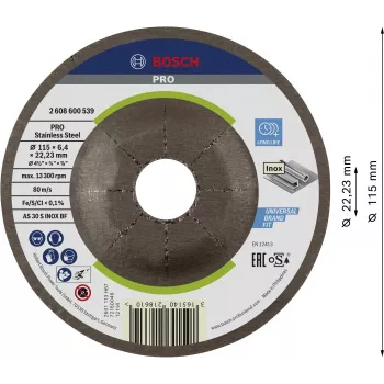 Bosch 2608600539 ívelt csiszolókorong 115 x 22,23 mm, 1 db