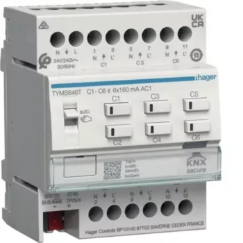 HAGER TYMS646T fűtésszelep-aktor 6 csatornás KNX Secure